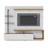 Painel Tv 58 Pol 180cm Bancada Suspensa Jordan C04 - D'rossi Freijó E Branco Neve