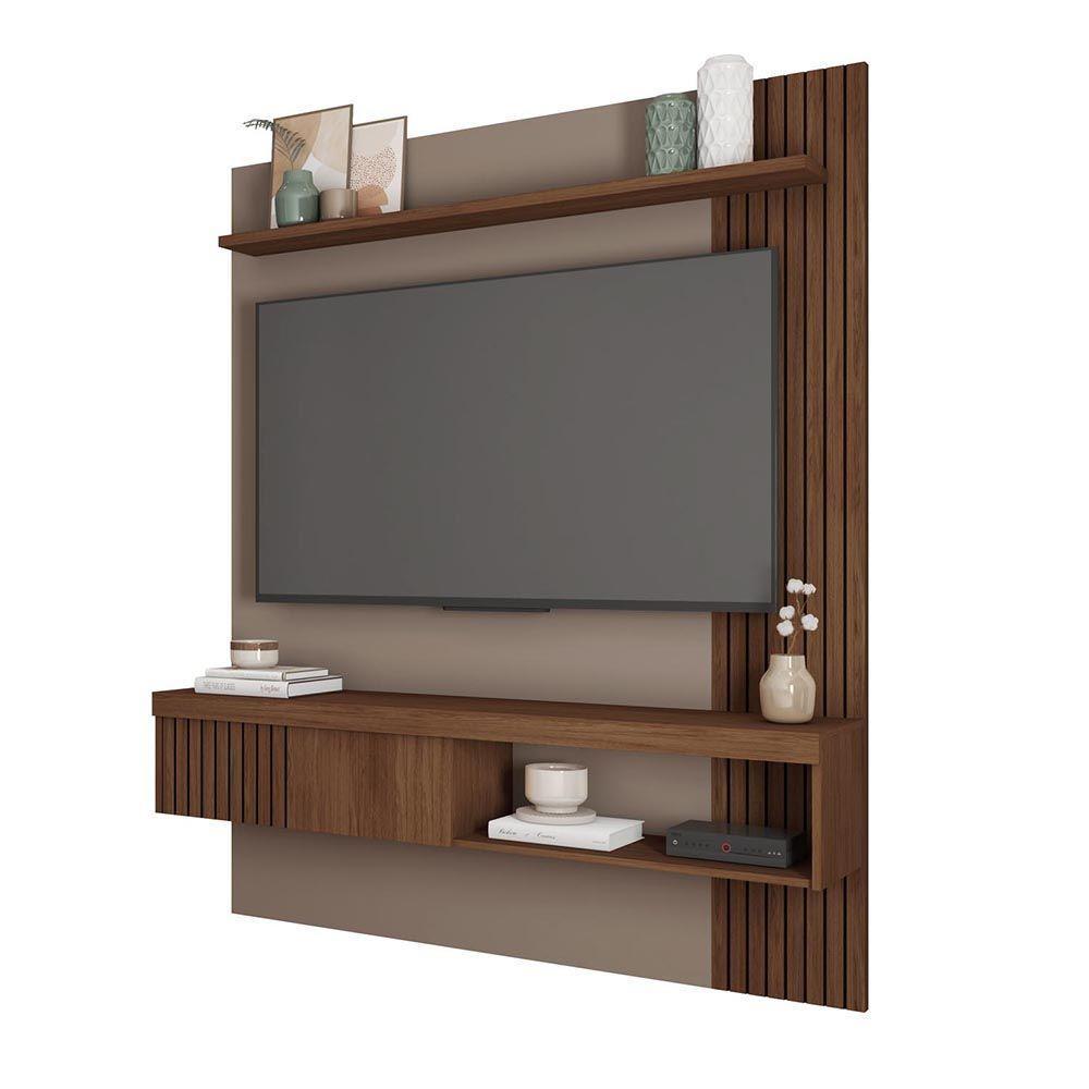 Painel Tv 55 Pol 150cm Bancada Suspensa Ripado Luana C01 - D'rossi Fendi-havana - 2