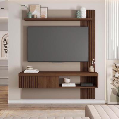 Painel Tv 55 Pol 150cm Bancada Suspensa Ripado Luana C01 - D'rossi Fendi-havana