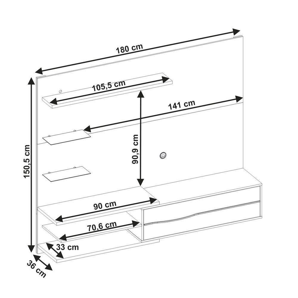 Painel Para Tv Nt 1115 Off White Com Freijó - Notável - 5