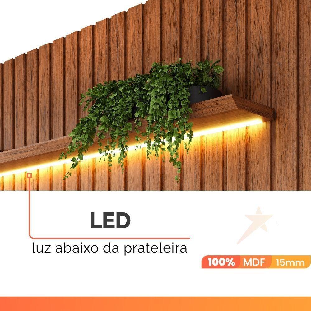 Painel Para Tv Até 65" 1,83m Ripado com Led Montreal com Nicho Madeirado/Off White - 5