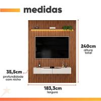 Painel Para Tv Até 65" 1,83m Ripado com Led Montreal com Nicho Madeirado/Off White - 3