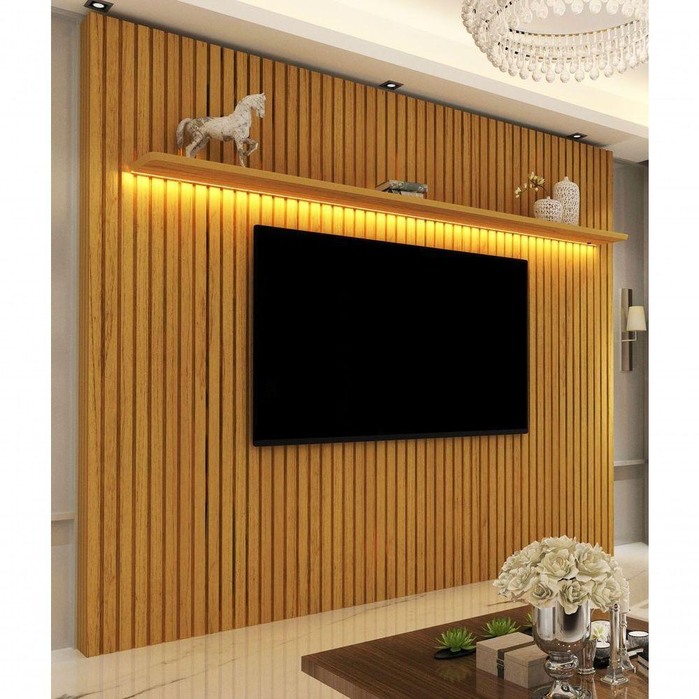 Painel Para Tv 2.3 Ripado Com Led Nobre Naturale - Gelius Móveis - 2
