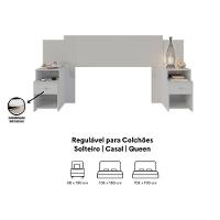Cabeceira Extensível Cama Solteiro, Casal E Queen Com Mesa De Cabeceira Maceió Poliman Móveis Branco - 3