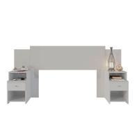 Cabeceira Extensível Cama Solteiro, Casal E Queen Com Mesa De Cabeceira Maceió Poliman Móveis Branco - 6