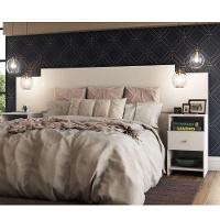 Cabeceira Extensível Cama Solteiro, Casal E Queen Com Mesa De Cabeceira Maceió Poliman Móveis Branco - 7