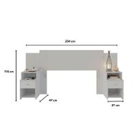 Cabeceira Extensível Cama Solteiro, Casal E Queen Com Mesa De Cabeceira Maceió Poliman Móveis Branco - 11