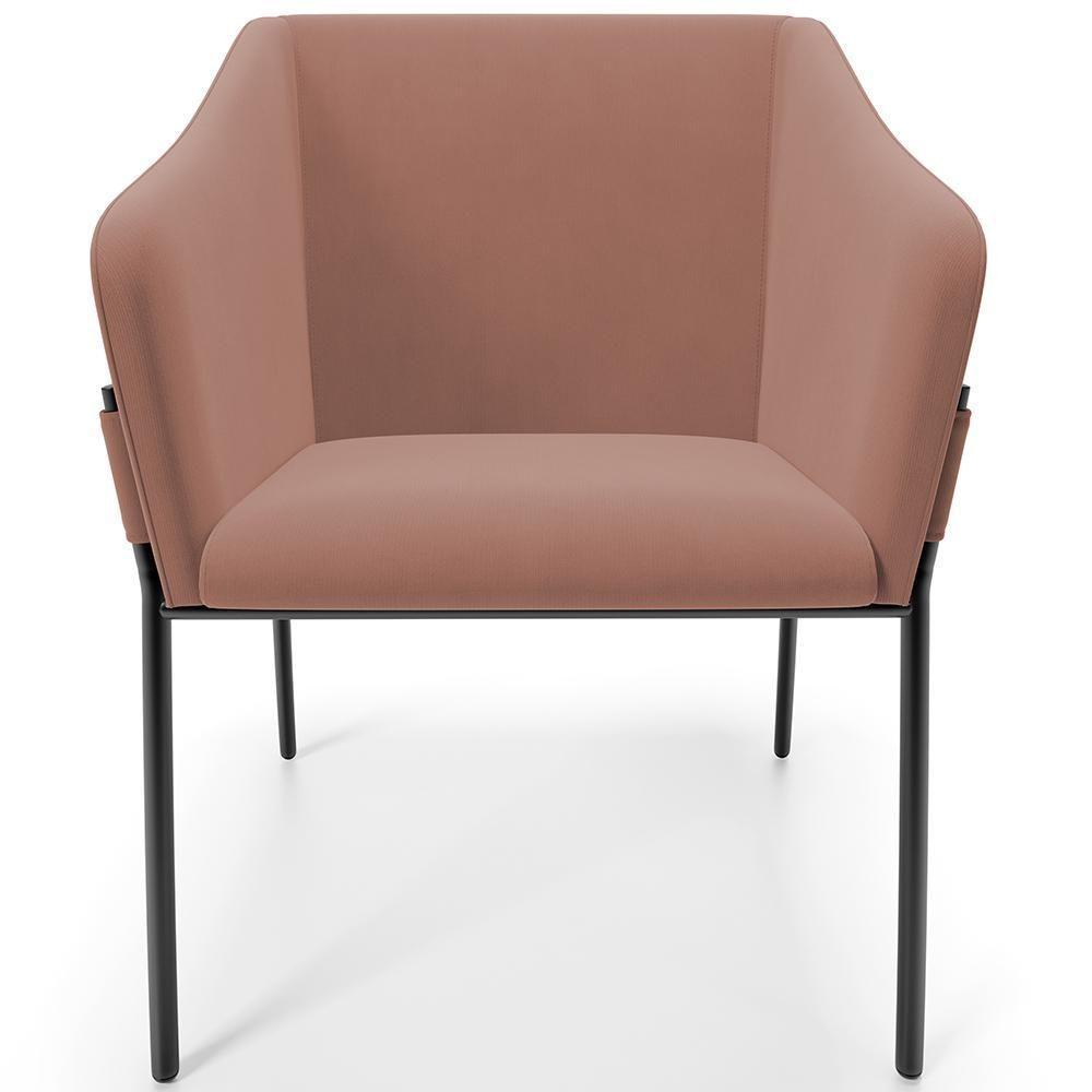 Kit 3 Cadeiras Para Sala De Jantar Estar Living Olívia L02 Suede Rosê - Lyam Decor - 3