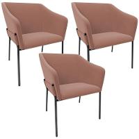 Kit 3 Cadeiras Para Sala De Jantar Estar Living Olívia L02 Suede Rosê - Lyam Decor - 1