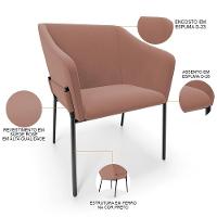 Kit 3 Cadeiras Para Sala De Jantar Estar Living Olívia L02 Suede Rosê - Lyam Decor