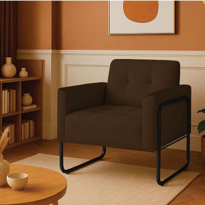 Poltrona Sala Industrial Alta Tubo Preto Elisa Suede D03 - D'rossi Cor Marrom