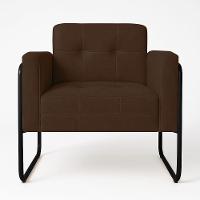 Poltrona Sala Industrial Alta Tubo Preto Elisa Suede D03 - D'rossi Cor Marrom - 2