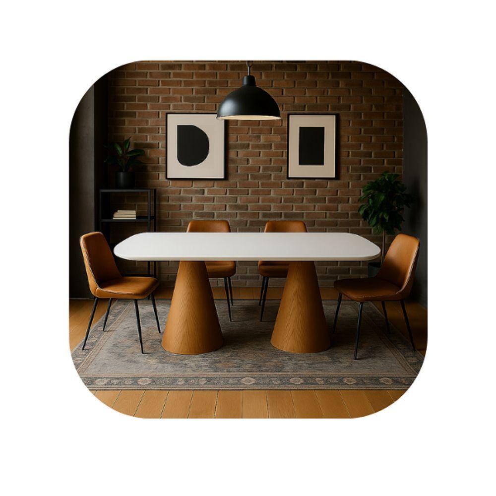 Mesa De Jantar Cone Retangular Vitta 270x140cm Base Fiberglass Laminada Em Freijo Tampo Freijó - 3