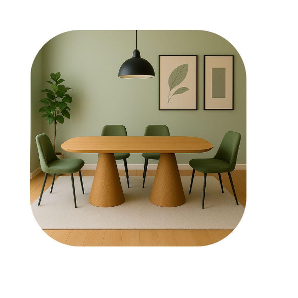 Mesa De Jantar Cone Retangular Vitta 270x140cm Base Fiberglass Laminada Em Freijo Tampo Freijó - 4