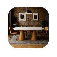 Mesa De Jantar Cone Retangular Vitta 270x140cm Base Fiberglass Laminada Em Freijo Tampo Freijó - 3