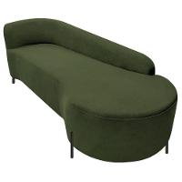 Divã Recamier Orgânico França 220cm Lado Dir Pés Metal Preto Linho Cor Verde - 1