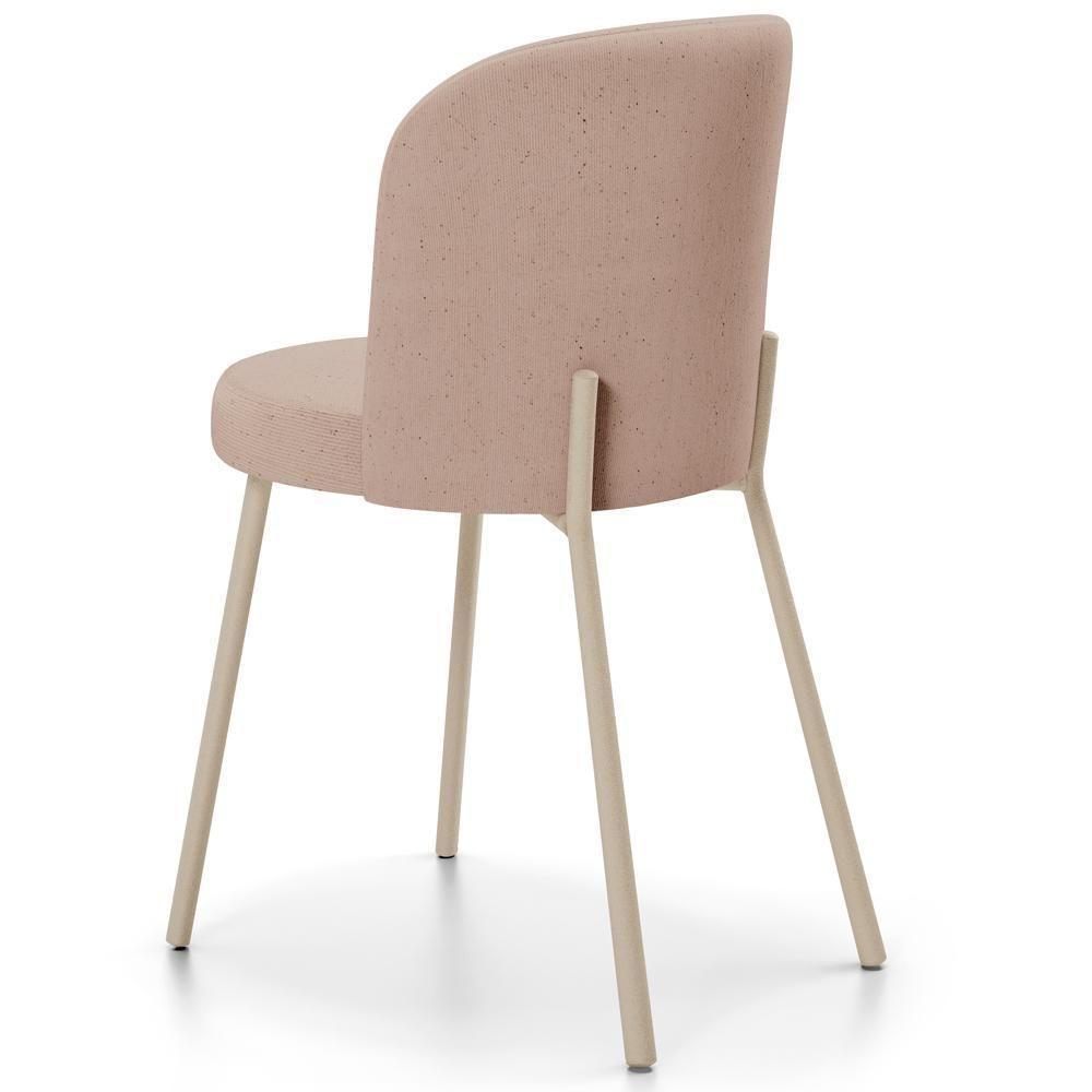 Kit 05 Cadeiras Para Sala De Jantar Cozinha Estofada Gavi Arena L02 Linho Rosê - Lyam Decor - 7