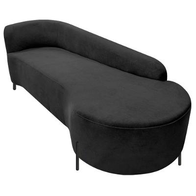 Divã Recamier Orgânico França 220cm Lado Dir Pés Metal Preto Linho Cor Preto