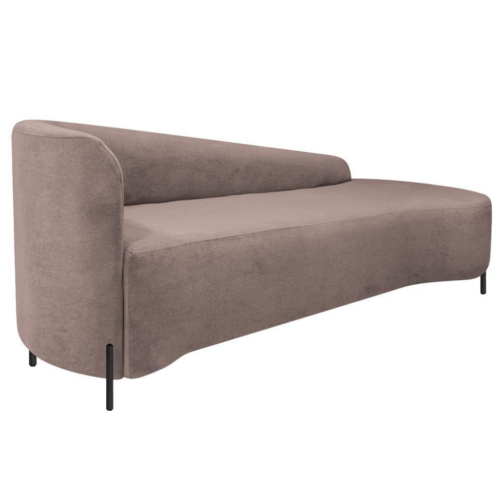 Divã Recamier Orgânico França 220cm Lado Dir Pés Metal Preto Linho Cor Rosê - 3