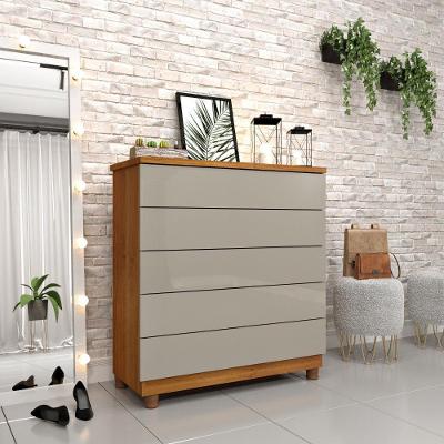 Cômoda Premium Com Pés E 5 Gavetas Cinamomo-off