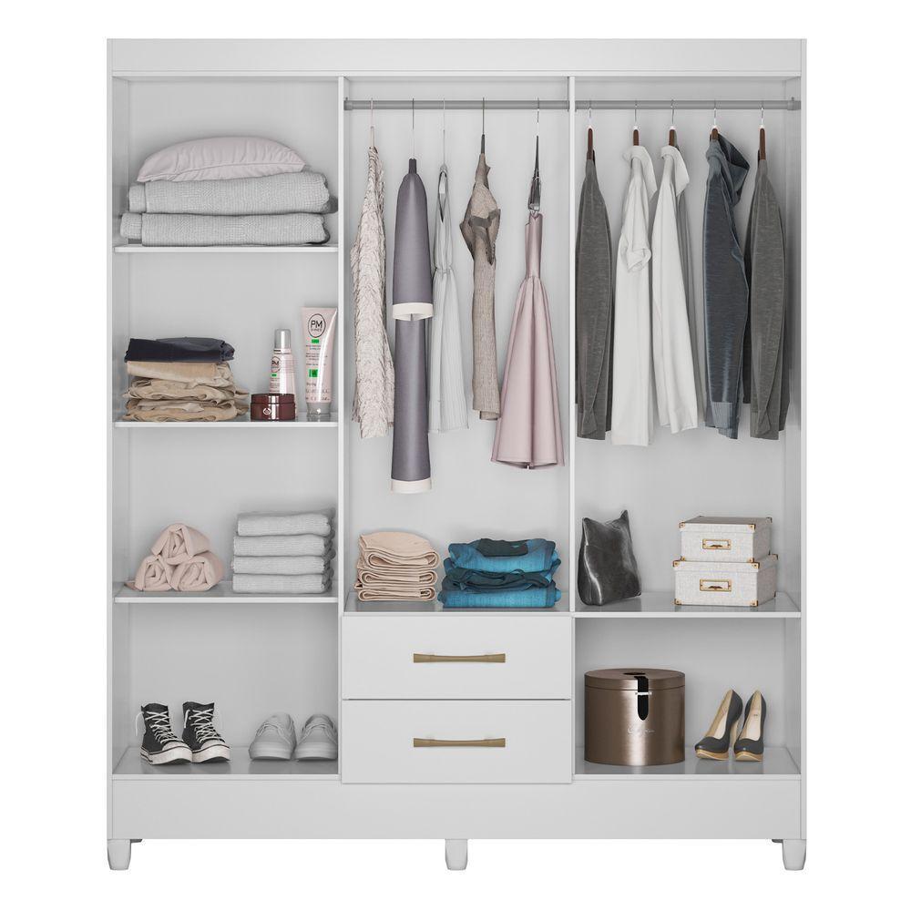 Guarda Roupa Roupeiro Casal Panama 6 Portas 2 Gavetas Branco Acetinado - Moval - 2