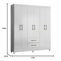 Guarda Roupa Roupeiro Casal Panama 6 Portas 2 Gavetas Branco Acetinado - Moval - 3