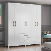 Guarda Roupa Roupeiro Casal Panama 6 Portas 2 Gavetas Branco Acetinado - Moval