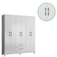 Guarda Roupa Roupeiro Casal Panama 6 Portas 2 Gavetas Branco Acetinado - Moval - 5