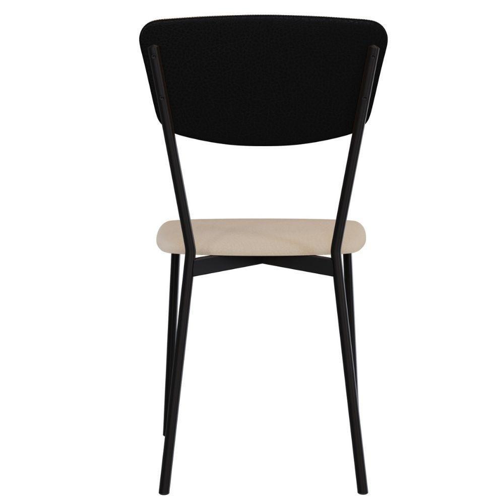 Kit 05 Cadeira Para Sala De Jantar Village Preto C01 Linho Areia Courino Preto - Lyam Decor - 7