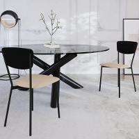 Kit 05 Cadeira Para Sala De Jantar Village Preto C01 Linho Areia Courino Preto - Lyam Decor - 2