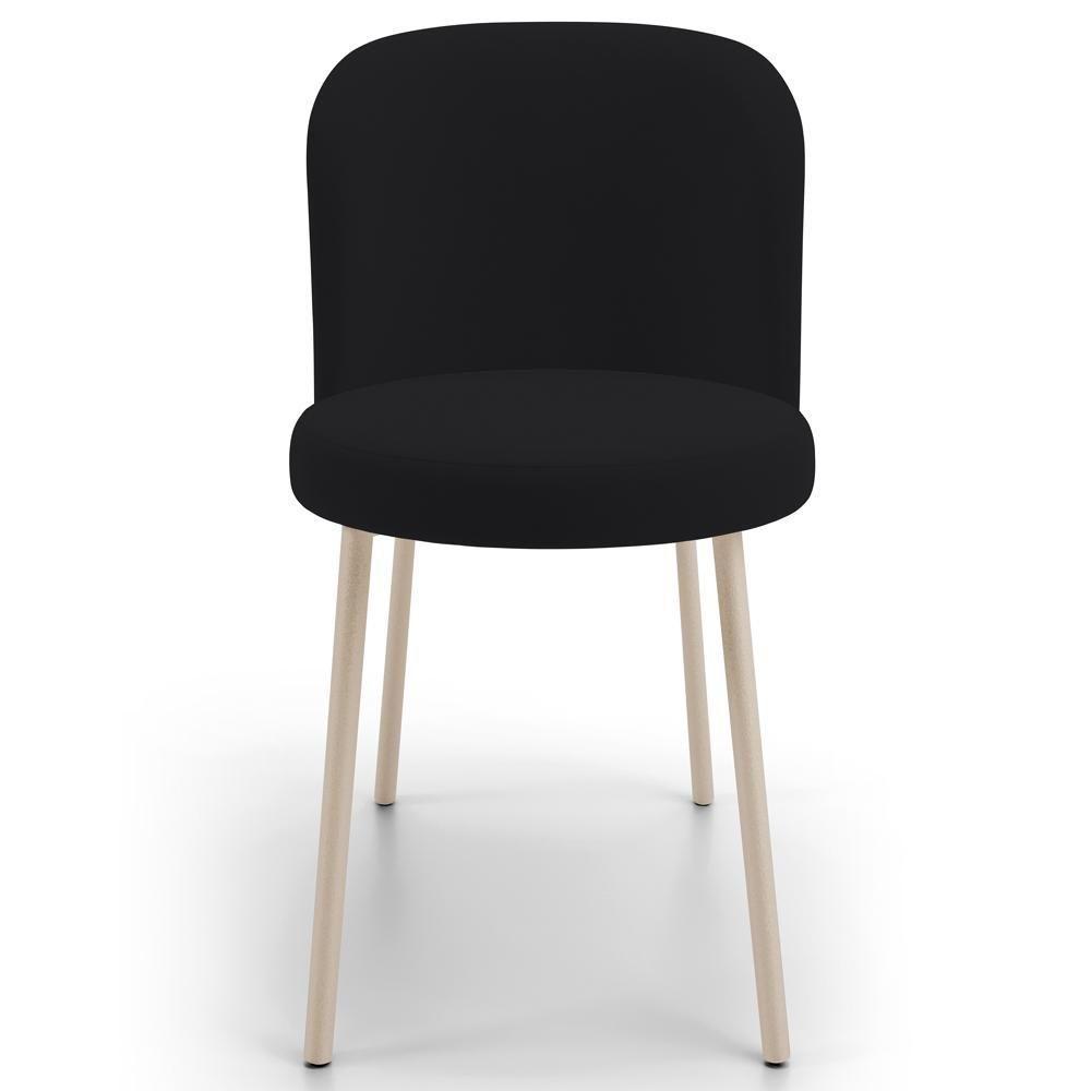 Kit 06 Cadeiras Para Sala De Jantar Cozinha Estofada Gavi Arena L02 Suede Preto - Lyam Decor - 3