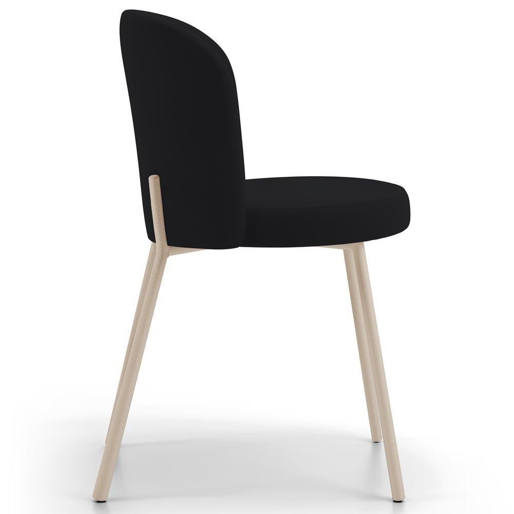 Kit 06 Cadeiras Para Sala De Jantar Cozinha Estofada Gavi Arena L02 Suede Preto - Lyam Decor - 6