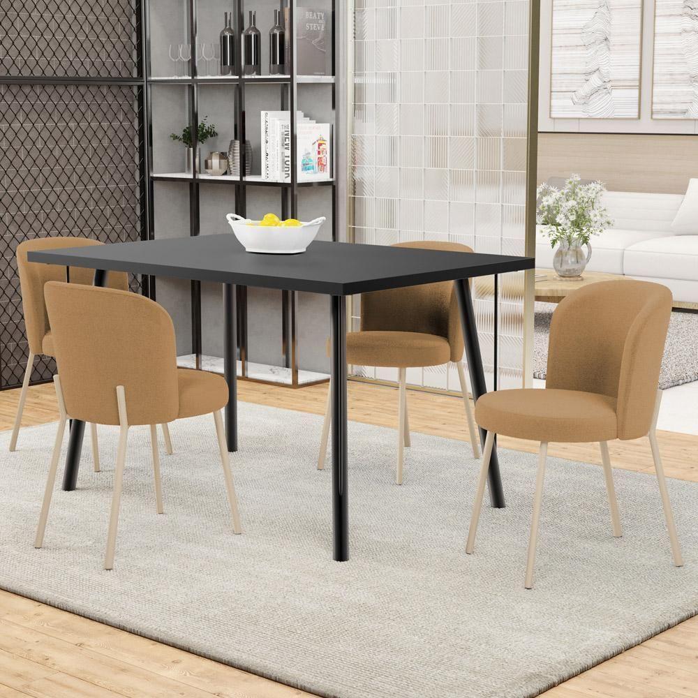 Kit 06 Cadeiras Para Sala De Jantar Cozinha Estofada Gavi Arena L02 Bouclê Mostarda - Lyam Decor - 2