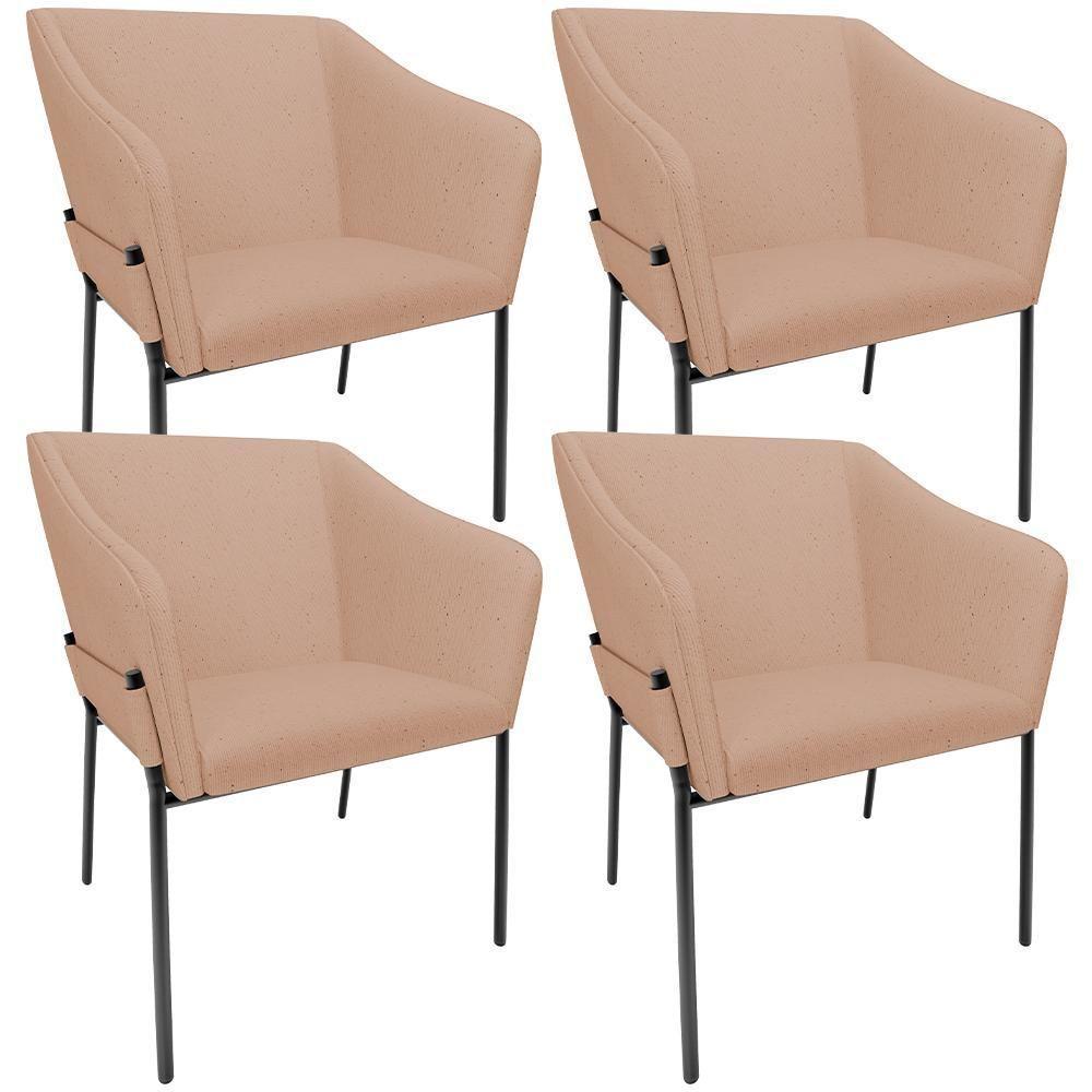 Kit 4 Cadeiras Para Sala De Jantar Estar Living Olívia L02 Linho Rosê - Lyam Decor - 1