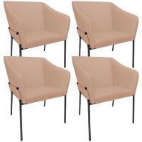 Kit 4 Cadeiras Para Sala De Jantar Estar Living Olívia L02 Linho Rosê - Lyam Decor - 1