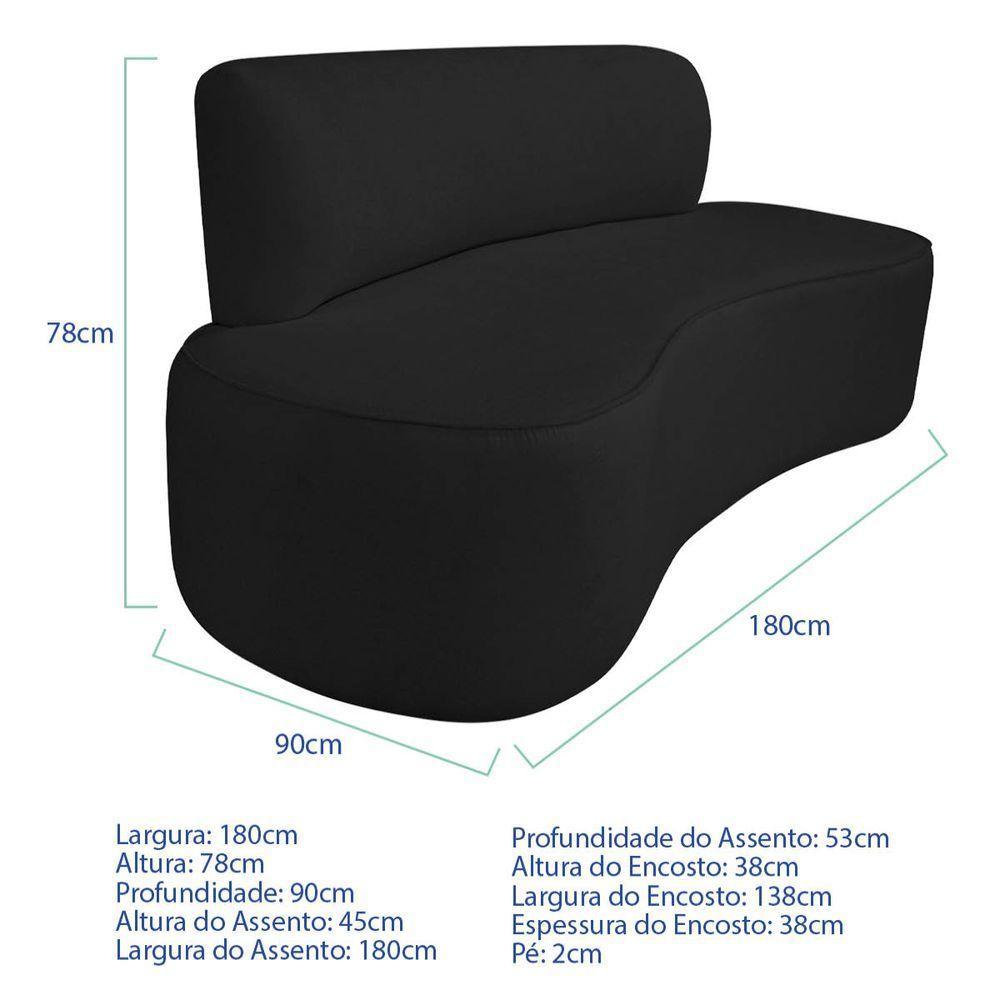 Kit Recamier Curvo Amsterdã 180cm E 2 Poltronas Amore Luxo Bouclé Cor Preto - 3