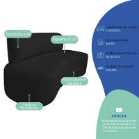 Kit Recamier Curvo Amsterdã 180cm E 2 Poltronas Amore Luxo Bouclé Cor Preto