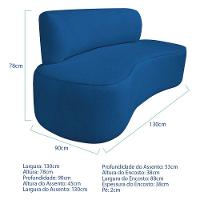 Kit Recamier Curvo Amsterdã 130cm E Poltrona Amore Luxo Linho Cor Azul Royal - 3
