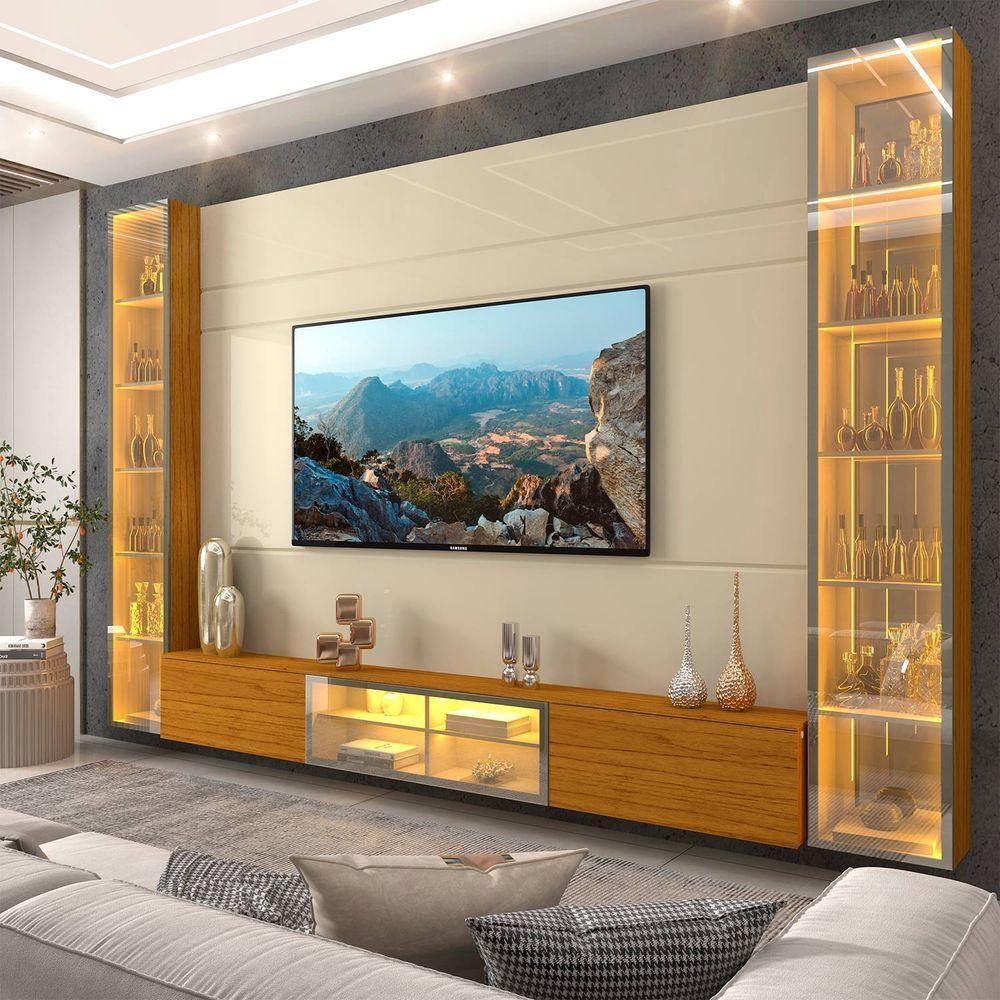 Home Luminare Reflecta 293 2 Torres Para Tvs De Até 85 Polegadas Com Led E Espelho Off White Naturale - Gelius - 2