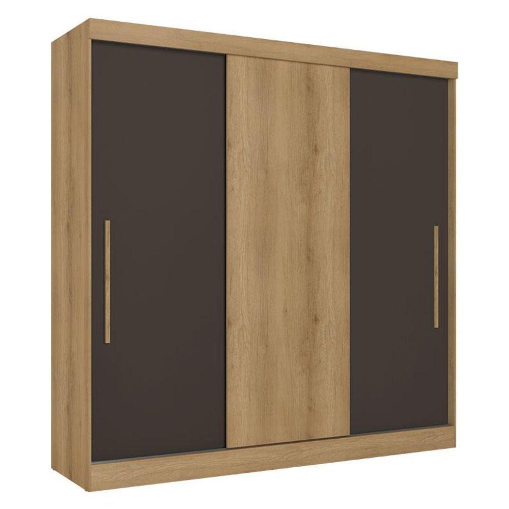 Guarda Roupa Casal Vision 3 Portas Capuccino Cacau Off White Flex Acetinado E Cômoda Gaveteiro Condessa Cappuccino - Thb - 3