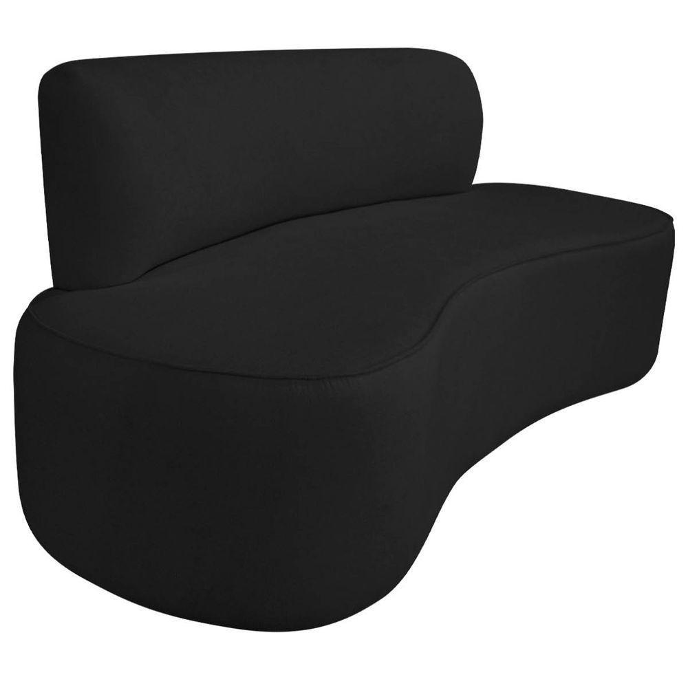 Kit Recamier Curvo Amsterdã 140cm E Poltrona Amore Luxo Bouclé Cor Preto - 8