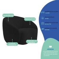 Kit Recamier Curvo Amsterdã 140cm E Poltrona Amore Luxo Bouclé Cor Preto - 7