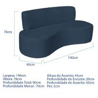 Sofá Curvo 2 Lugares Amsterdã 140cm Suede Cor Azul Marinho - 3