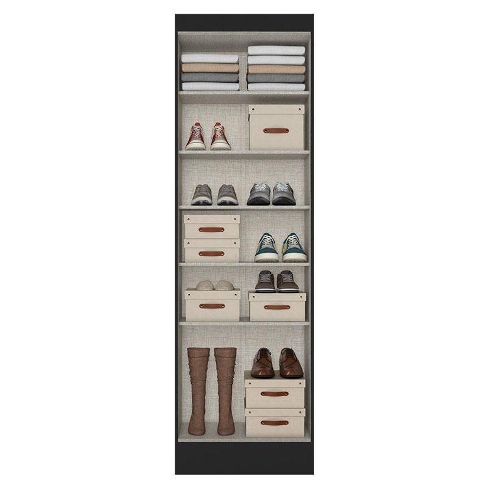 Guarda Roupa Solteiro City Glass 2 Portas Preto Acetinado E Multiuso Space Preto - Thb - 6