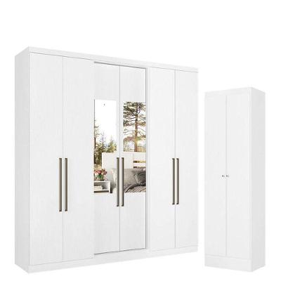 Guarda Roupa Casal Presence Glass 6 Portas Branco Acetinado E Multiuso Space Branco - Thb