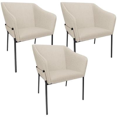 Kit 3 Cadeiras Para Sala De Jantar Estar Living Olívia L02 Linho Bege - Lyam Decor
