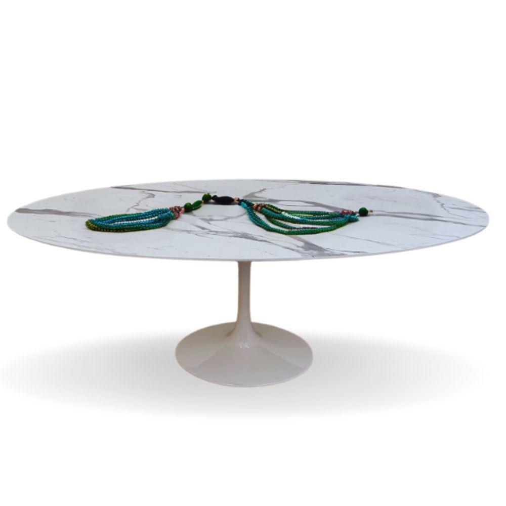 Mesa De Jantar Tulipa Saarinen Oval 2.35x122cm Testurizado Marmore - 2