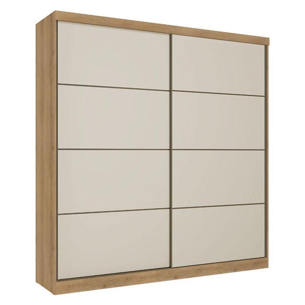 Guarda Roupa Casal Malaga 2 Portas Capuccino Off White Acetinado E Cômoda Com Porta Aurora Cappuccino - Thb - 2