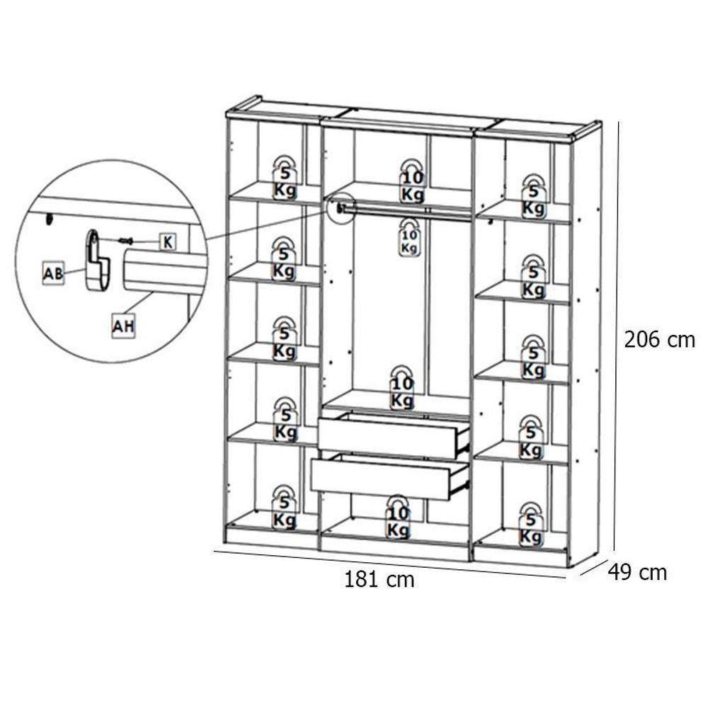 Guarda Roupa Casal Splendore 4 Portas Nogal Acetinado - Thb - 3