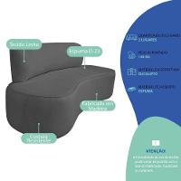 Kit Recamier Curvo Amsterdã 120cm E 2 Poltronas Amore Luxo Linho Cor Cinza Escuro
